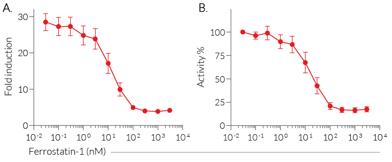 Ferroptosis inhibition by Ferrostatin-1 (HMGB1-Lucia readout)