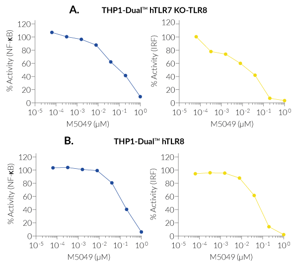 Inhibition of TLR7/8 signaling in THP1 cells