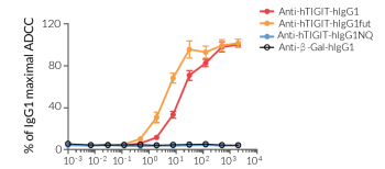 Comparison of ADCC potency for native and engineered anti-human TIGIT antibody isotypes